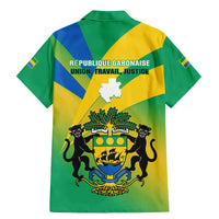 Gabon Family Matching Mermaid Dress and Hawaiian Shirt Coat Of Arms With Flag Gradient Style - Wonder Print Shop