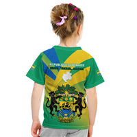 Gabon Kid T Shirt Coat Of Arms With Flag Gradient Style - Wonder Print Shop
