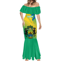 Gabon Mermaid Dress Coat Of Arms With Flag Gradient Style - Wonder Print Shop