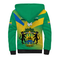 Gabon Sherpa Hoodie Coat Of Arms With Flag Gradient Style - Wonder Print Shop
