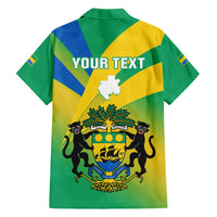 Presonalised Gabon Family Matching Summer Maxi Dress and Hawaiian Shirt Coat Of Arms With Flag Gradient Style - Wonder Print Shop