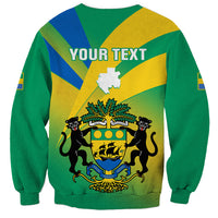 Presonalised Gabon Sweatshirt Coat Of Arms With Flag Gradient Style - Wonder Print Shop