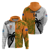 Custom Fiji And Australia Rugby Hoodie 2023 World Cup Aboriginal Mix Tapa Pattern - Wonder Print Shop