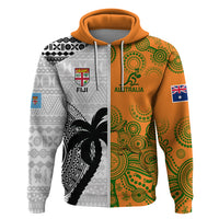 Custom Fiji And Australia Rugby Hoodie 2023 World Cup Aboriginal Mix Tapa Pattern - Wonder Print Shop