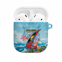 Personalized Antigua and Barbuda Christmas AirPods Case Windsurfing Santa Caribbean Tropical Style - Wonder Print Shop