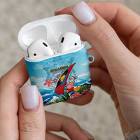 Personalized Antigua and Barbuda Christmas AirPods Case Windsurfing Santa Caribbean Tropical Style - Wonder Print Shop