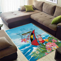 Personalized Antigua and Barbuda Christmas Area Rug Windsurfing Santa Caribbean Tropical Style - Wonder Print Shop