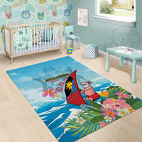 Personalized Antigua and Barbuda Christmas Area Rug Windsurfing Santa Caribbean Tropical Style - Wonder Print Shop