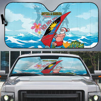 Personalized Antigua and Barbuda Christmas Auto Sun Shade Windsurfing Santa Caribbean Tropical Style - Wonder Print Shop