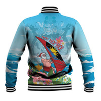 Personalized Antigua and Barbuda Christmas Baseball Jacket Windsurfing Santa Caribbean Tropical Style - Wonder Print Shop