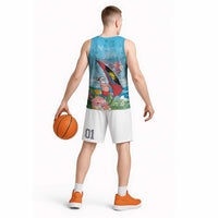 Personalized Antigua and Barbuda Christmas Basketball Jersey Windsurfing Santa Caribbean Tropical Style - Wonder Print Shop