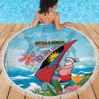 Personalized Antigua and Barbuda Christmas Beach Blanket Windsurfing Santa Caribbean Tropical Style - Wonder Print Shop
