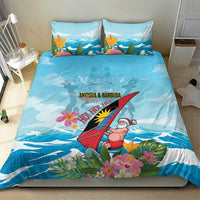 Personalized Antigua and Barbuda Christmas Bedding Set Windsurfing Santa Caribbean Tropical Style - Wonder Print Shop