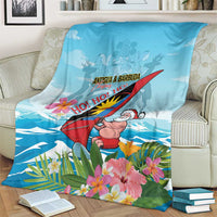 Personalized Antigua and Barbuda Christmas Blanket Windsurfing Santa Caribbean Tropical Style - Wonder Print Shop
