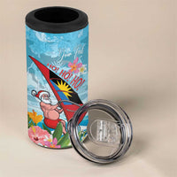 Personalized Antigua and Barbuda Christmas 4 in 1 Can Cooler Tumbler Windsurfing Santa Caribbean Tropical Style - Wonder Print Shop