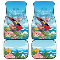 Personalized Antigua and Barbuda Christmas Car Mats Windsurfing Santa Caribbean Tropical Style - Wonder Print Shop