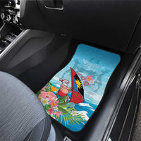 Personalized Antigua and Barbuda Christmas Car Mats Windsurfing Santa Caribbean Tropical Style - Wonder Print Shop