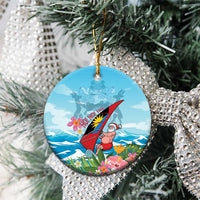 Personalized Antigua and Barbuda Christmas Ceramic Ornament Windsurfing Santa Caribbean Tropical Style - Wonder Print Shop