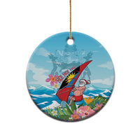 Personalized Antigua and Barbuda Christmas Ceramic Ornament Windsurfing Santa Caribbean Tropical Style - Wonder Print Shop