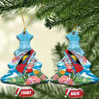 Personalized Antigua and Barbuda Christmas Ceramic Ornament Windsurfing Santa Caribbean Tropical Style - Wonder Print Shop