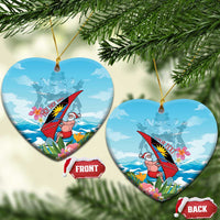 Personalized Antigua and Barbuda Christmas Ceramic Ornament Windsurfing Santa Caribbean Tropical Style - Wonder Print Shop
