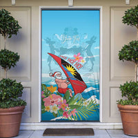 Personalized Antigua and Barbuda Christmas Door Cover Windsurfing Santa Caribbean Tropical Style - Wonder Print Shop