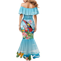 Personalized Antigua and Barbuda Christmas Family Matching Mermaid Dress and Hawaiian Shirt Windsurfing Santa Caribbean Tropical Style - Wonder Print Shop