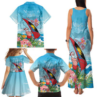 Personalized Antigua and Barbuda Christmas Family Matching Tank Maxi Dress and Hawaiian Shirt Windsurfing Santa Caribbean Tropical Style - Wonder Print Shop