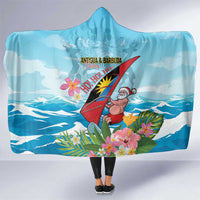Personalized Antigua and Barbuda Christmas Hooded Blanket Windsurfing Santa Caribbean Tropical Style - Wonder Print Shop