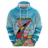 Personalized Antigua and Barbuda Christmas Hoodie Windsurfing Santa Caribbean Tropical Style - Wonder Print Shop