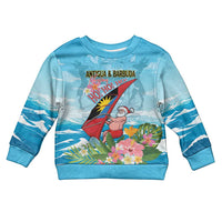 Personalized Antigua and Barbuda Christmas Kid Ugly Christmas Sweater Windsurfing Santa Caribbean Tropical Style - Wonder Print Shop