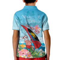 Personalized Antigua and Barbuda Christmas Kid Polo Shirt Windsurfing Santa Caribbean Tropical Style - Wonder Print Shop