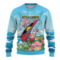 Personalized Antigua and Barbuda Christmas Ugly Christmas Sweater Windsurfing Santa Caribbean Tropical Style - Wonder Print Shop