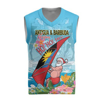 Personalized Antigua and Barbuda Christmas Knitted V-Neck Vest Windsurfing Santa Caribbean Tropical Style - Wonder Print Shop