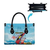 Personalized Antigua and Barbuda Christmas Leather Bag Windsurfing Santa Caribbean Tropical Style - Wonder Print Shop