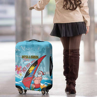 Personalized Antigua and Barbuda Christmas Luggage Cover Windsurfing Santa Caribbean Tropical Style - Wonder Print Shop