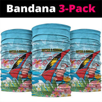 Personalized Antigua and Barbuda Christmas Neck Gaiter Windsurfing Santa Caribbean Tropical Style - Wonder Print Shop
