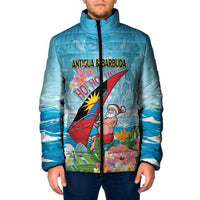 Personalized Antigua and Barbuda Christmas Padded Jacket Windsurfing Santa Caribbean Tropical Style - Wonder Print Shop