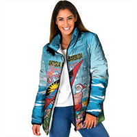 Personalized Antigua and Barbuda Christmas Padded Jacket Windsurfing Santa Caribbean Tropical Style - Wonder Print Shop