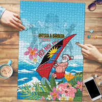 Personalized Antigua and Barbuda Christmas Puzzle Windsurfing Santa Caribbean Tropical Style - Wonder Print Shop