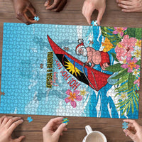 Personalized Antigua and Barbuda Christmas Puzzle Windsurfing Santa Caribbean Tropical Style - Wonder Print Shop