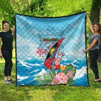 Personalized Antigua and Barbuda Christmas Quilt Windsurfing Santa Caribbean Tropical Style - Wonder Print Shop