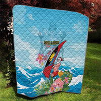 Personalized Antigua and Barbuda Christmas Quilt Windsurfing Santa Caribbean Tropical Style - Wonder Print Shop