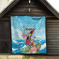 Personalized Antigua and Barbuda Christmas Quilt Windsurfing Santa Caribbean Tropical Style - Wonder Print Shop