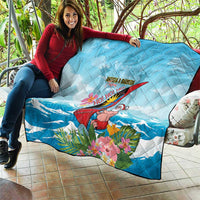 Personalized Antigua and Barbuda Christmas Quilt Windsurfing Santa Caribbean Tropical Style - Wonder Print Shop