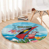 Personalized Antigua and Barbuda Christmas Round Carpet Windsurfing Santa Caribbean Tropical Style - Wonder Print Shop