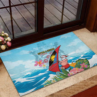 Personalized Antigua and Barbuda Christmas Rubber Doormat Windsurfing Santa Caribbean Tropical Style - Wonder Print Shop