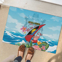 Personalized Antigua and Barbuda Christmas Rubber Doormat Windsurfing Santa Caribbean Tropical Style - Wonder Print Shop