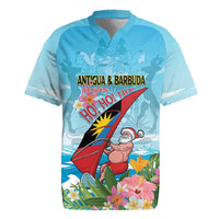 Personalized Antigua and Barbuda Christmas Rugby Jersey Windsurfing Santa Caribbean Tropical Style - Wonder Print Shop