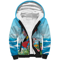 Personalized Antigua and Barbuda Christmas Sherpa Hoodie Windsurfing Santa Caribbean Tropical Style - Wonder Print Shop